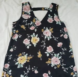 Maurices Black Floral Dress Tank Top XS Black & Pink Yellow Flowers NWT!